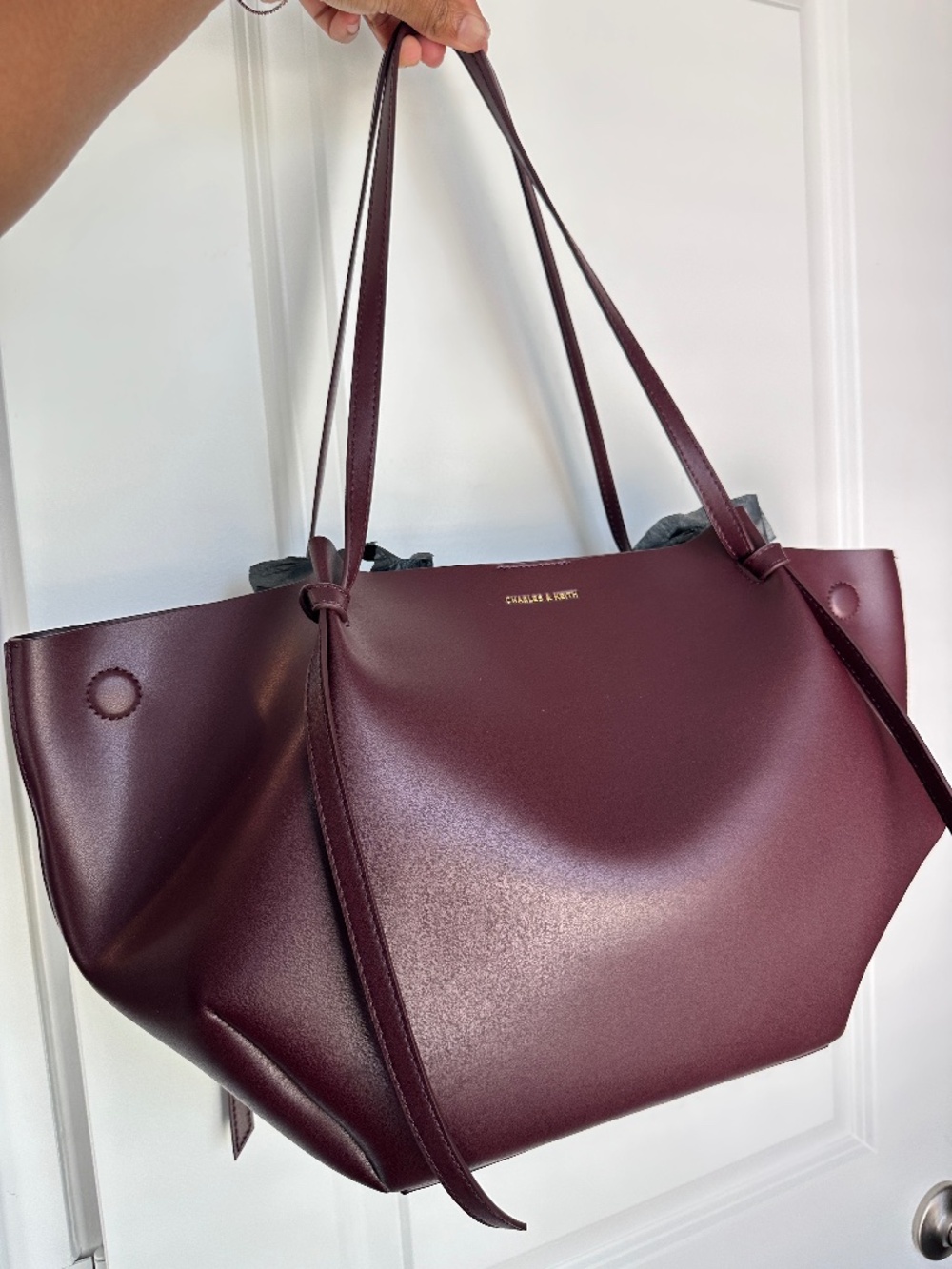 Charles & Keith XL Calla Tote Bag - Wineberry Red